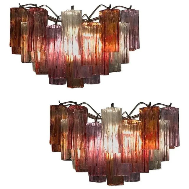 Pink Multicolored Murano Glass Sconces in the Style of Venini, Set of 2 For Sale - Image 8 of 13