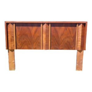 Vintage Walnut Mid Century Modern Queen Size Headboard