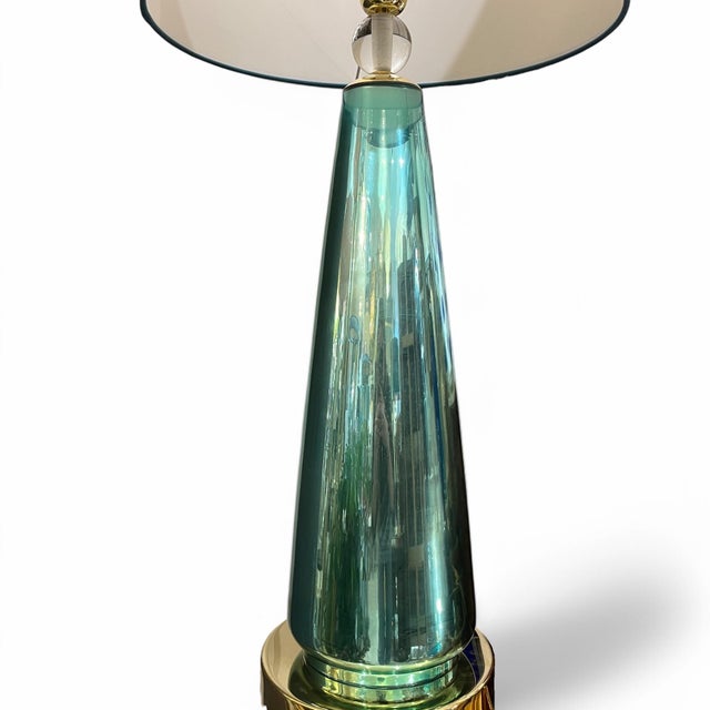 Metallic Blue Murano Lamps, Set of 2 For Sale - Image 4 of 7