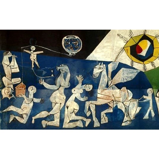 Pablo Picasso La Guerre Color offset lithograph with central fold as published Image 9.20 x 19.25 in.Plus margins Editions...