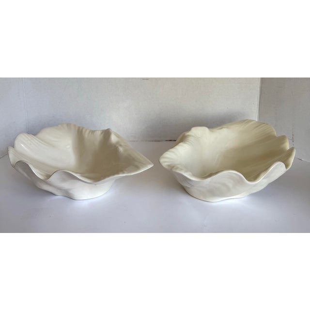 Ceramic 1979 Pair of Signed Studio Pottery Shell Form Ceramic Bowls Catchalls For Sale - Image 7 of 12