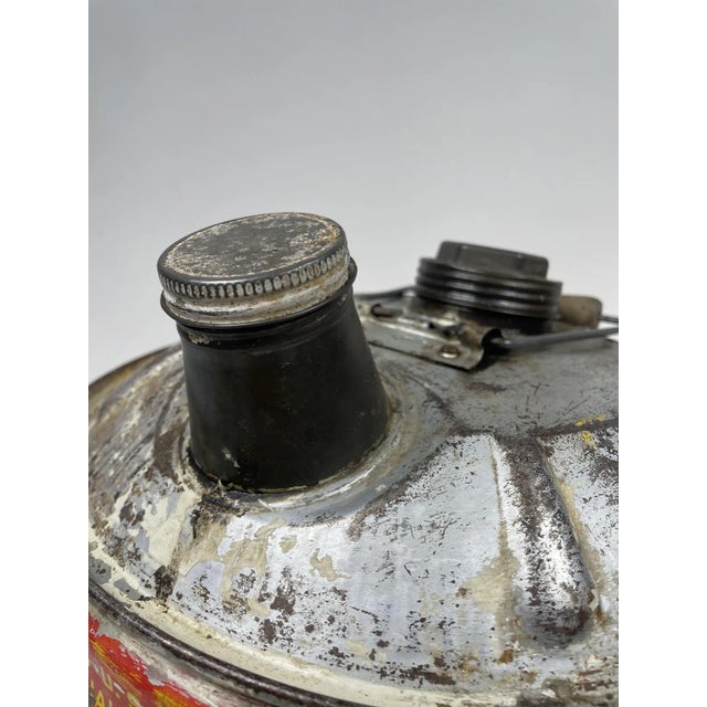 Industrial Vintage American Gasoline Petrol Can in Metal, 1940s For Sale - Image 3 of 13