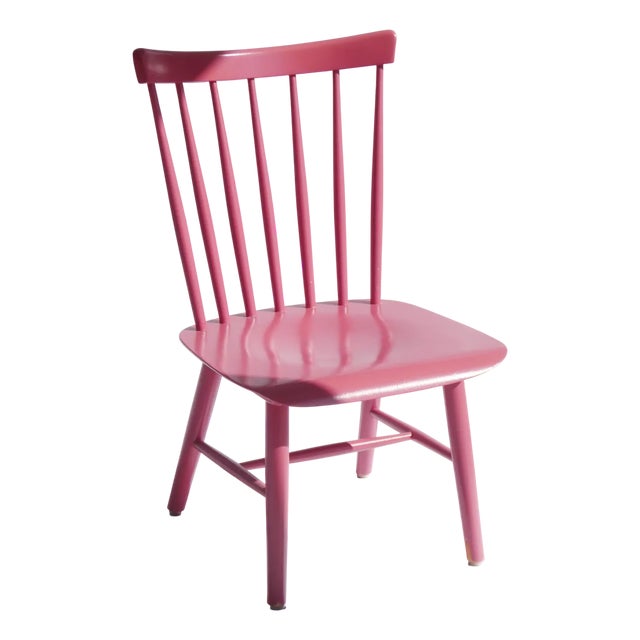 Mid-Century Modern Pink Wooden Chair For Sale