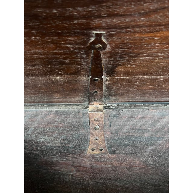 19th Century Italian Carved Cassone Trunk With Original Hardware For Sale - Image 12 of 13