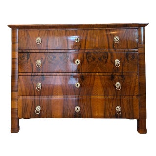 Antique Biedermeier Walnut Veneered Chest of Drawers For Sale