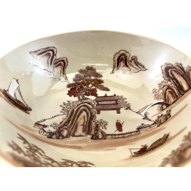 Vintage Hand Painted Japanese Landscape Porcelain Bowl – Hong Kong For Sale In Little Rock - Image 6 of 9