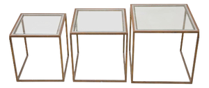 Metal and Glass Nesting Tables, 1970s, Set of 3