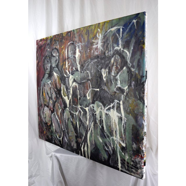 Blue Large Scale Neo-Expressionist Figurative Composition in Oil by Daniel David Fuentes For Sale - Image 8 of 9