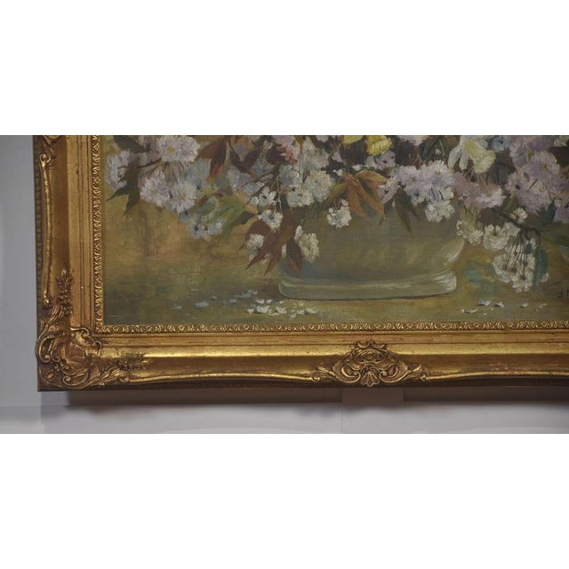 Spring Flowers, 1950s, Oil on Canvas, Glass, Framed For Sale - Image 6 of 9