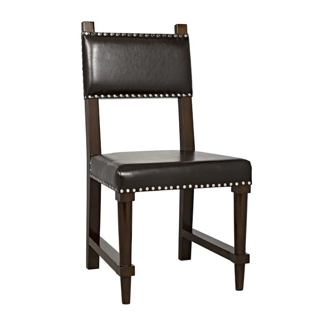 Mid-Century Modern NOIR Kerouac Dining Chair with Leather, Distressed Brown For Sale - Image 3 of 5
