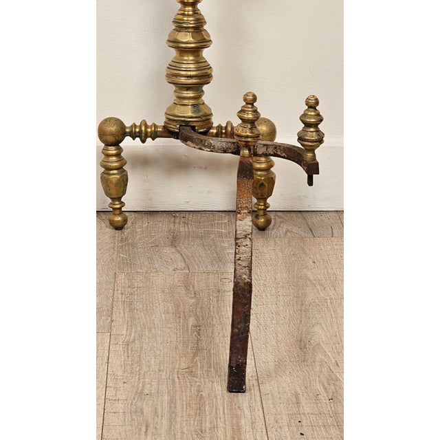 Pair of Large Brass and Iron Andirons, Circa 1850 For Sale - Image 9 of 9