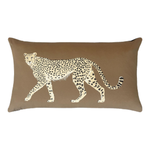 Walking Cheetah Chocolate Brown and Black 22" Lumbar Pillow