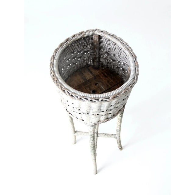 Early 20th Century Antique White Wicker Planter For Sale - Image 5 of 13