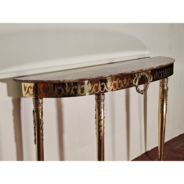 Italian Brass Console Table, 1950s For Sale - Image 4 of 9