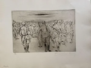 Anselmo Bucci, Military Life, Etching, 1917