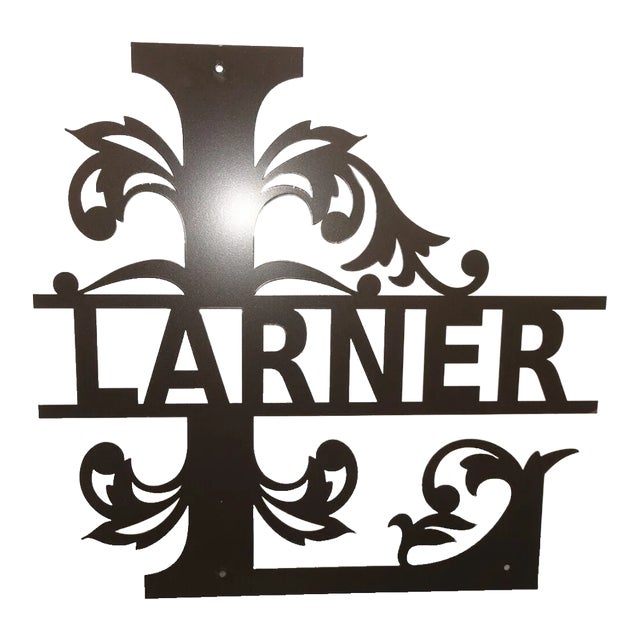 Vintage 19.5" Tall Larner Sign ~ Gate Sign Door Sign Wall Decor ~ Family Name Larner For Sale