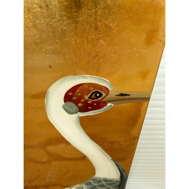 Metal Japanese Cranes by a Stream, Quadriptych For Sale - Image 7 of 12