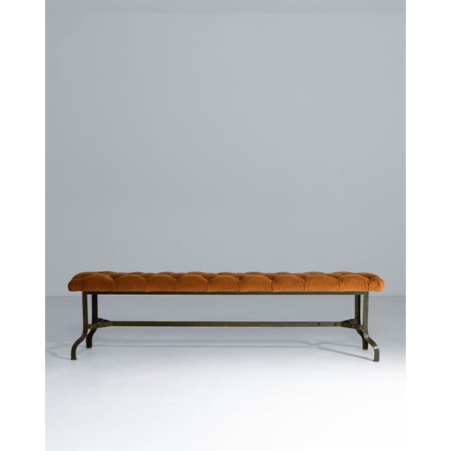 20th Century French Iron Bench With Upholstered Seat For Sale - Image 16 of 18