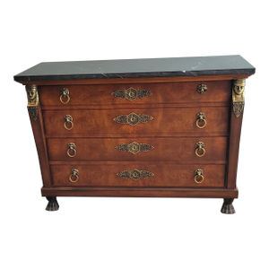 Henredon Marble Top Empire Egyptian Revival Chest of Drawers