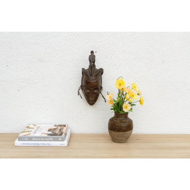 Brown Bird Headrest African Tribal Mask For Sale - Image 8 of 8