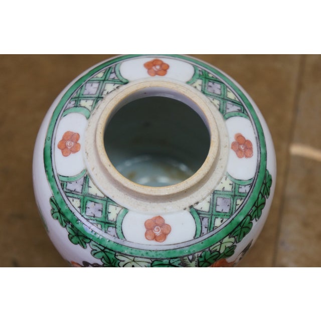 2 Antique Chinese Qing Famille Verte Porcelain Ginger Jars Mantel Urns For Sale - Image 11 of 18