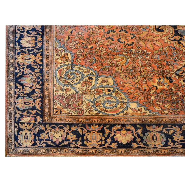 Salmon Early 20th Century Sarouk Farahan Rug For Sale - Image 8 of 9
