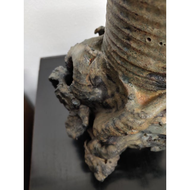 Vintage New York Artisan Organic Free Form Stoneware Vase For Sale In New York - Image 6 of 8