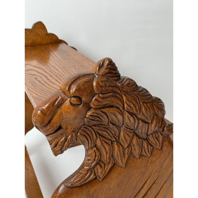 Victorian Oak Lion Library Ladder, 1900 For Sale - Image 3 of 18