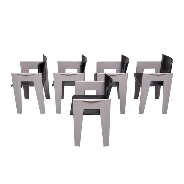 Leather & Wood Dining Chairs by Arnold Merckx for Arco, 1980s, Set of 5 For Sale - Image 16 of 18