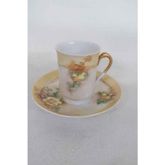 Traditional Austria W Porcelain Set of 3 Coffee Espresso Cups and Saucers For Sale - Image 3 of 12