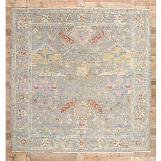 Large Gray Persian Sultanabad Rug - 11'01 X 11'04 For Sale - Image 9 of 9