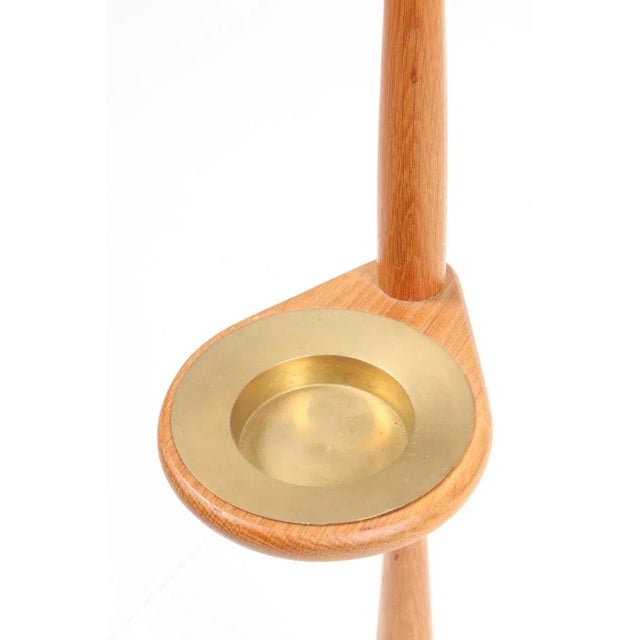 Mid-Century Modern Mid-Century Scandinavian Oak & Brass Floor Lamp, 1960s For Sale - Image 3 of 5