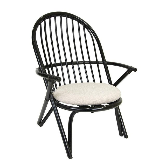 Minimalism Late 20th Century Pair of Black Lacquered Rattan Armchairs For Sale - Image 3 of 4