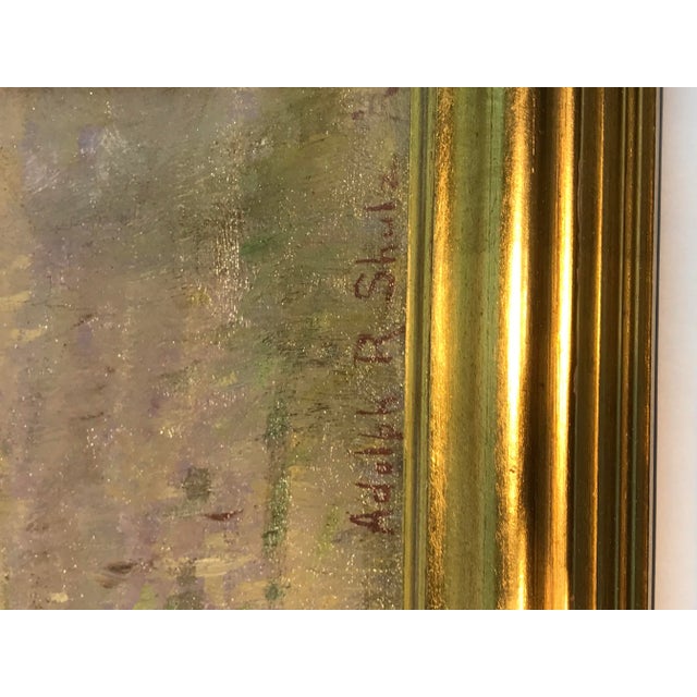 Green 1920s Vintage Framed Adolf Shulz Autumn Fog Oil Painting For Sale - Image 8 of 12