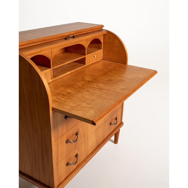 Vintage Scandinavian Elm Secretary, 1950s For Sale - Image 9 of 13