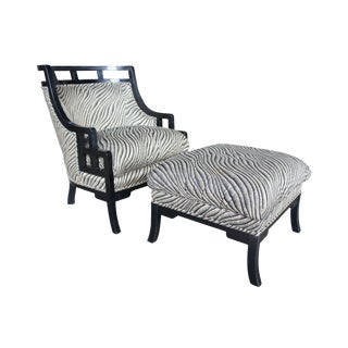 1980s Vintage Jay Spectre for Century Barrel "Wallis Simpson" Lounge Chair & Ottoman For Sale