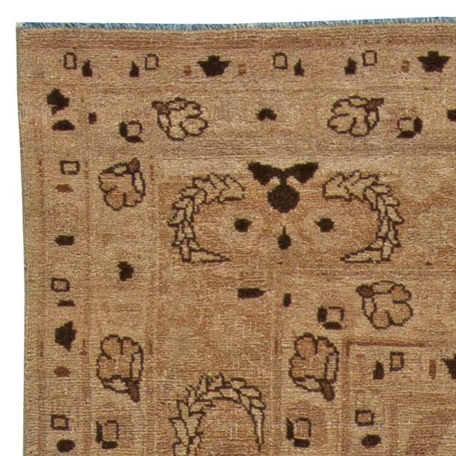 Persian 1920s Persian Tabriz Beige and Brown Handwoven Wool Rug For Sale - Image 3 of 4