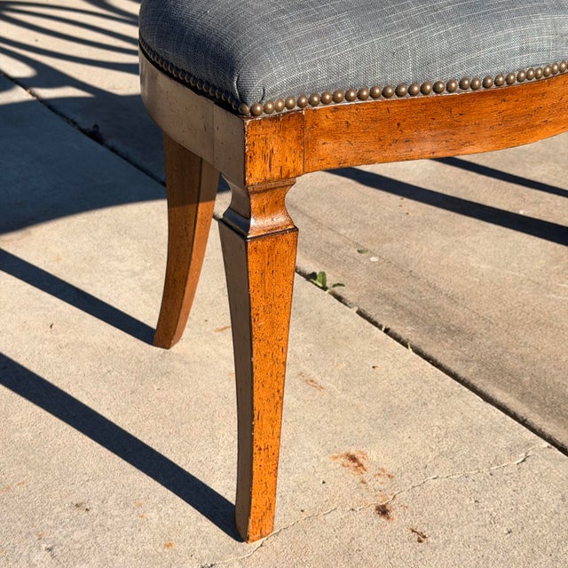 Blue Barry Dixon for Tomlinson Erwin-Lambeth "Albemarle" Interlocking Circle Back Banquette Bench For Sale - Image 8 of 11