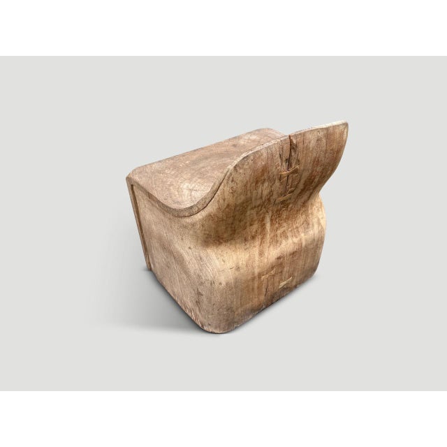 Andrianna Shamaris Sculptural Teak Wood Chair or Side Table For Sale In New York - Image 6 of 6