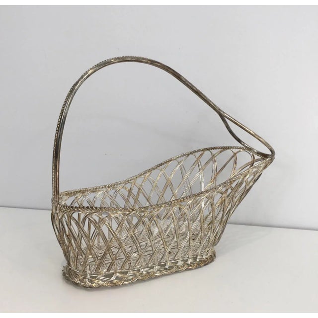 Silver Plated Strips Bottle Holder and Basket. Can be sold separate - A Pair For Sale - Image 4 of 13