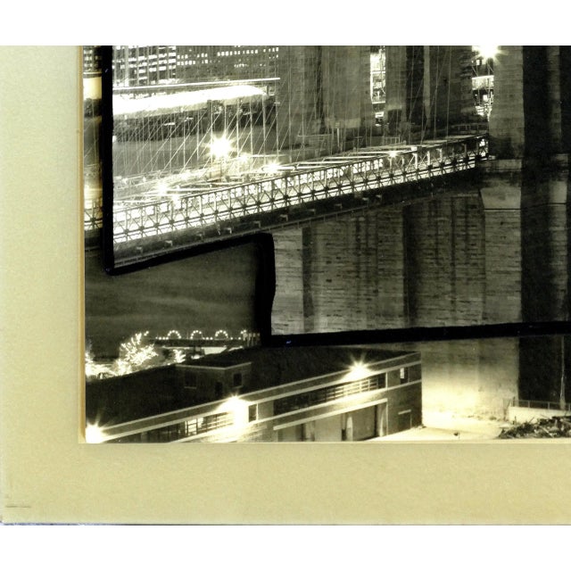 3-Dimensional New York City Photograph of the Brooklyn Bridge, Twin Towers Offered for sale is an overscale black and...