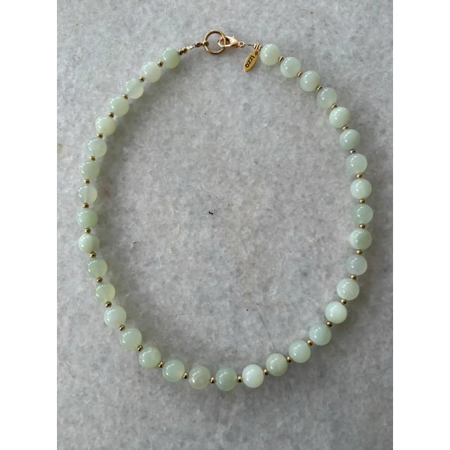 Contemporary Vintage Jade Beaded Necklace With Gold Tone Clasp Designed by by Matthew Izzo For Sale - Image 3 of 6
