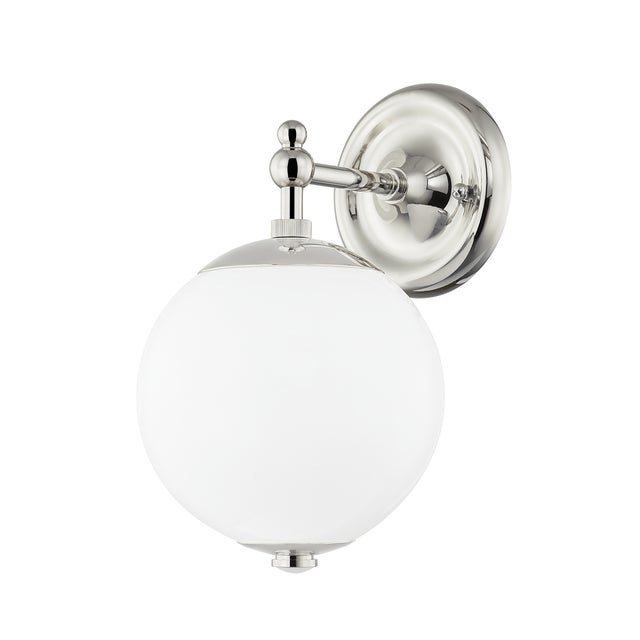 Transitional Mark D. Sikes 1 Light Sphere No. 1 Wall Sconce, Polished Nickel For Sale - Image 3 of 3