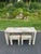 Mid-Century Modern Mid-Century Modern Parsons Console Table With Upholstered Ottomans For Sale - Image 3 of 18