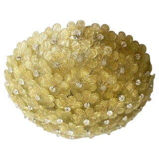 Gold Floral Murano Glass Flush Mount from Simoeng For Sale