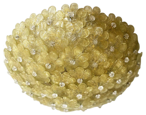 Gold Floral Murano Glass Flush Mount from Simoeng