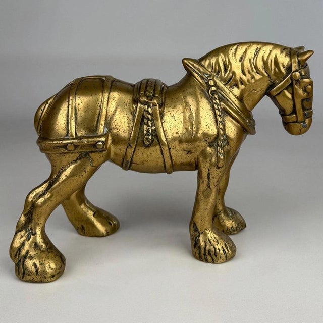 Goldenrod Antique English Brass Horse Sculpture, 1800s For Sale - Image 8 of 13