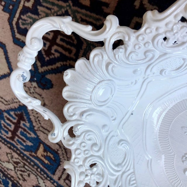 Pierced White Enamel Italian Metal Basket For Sale In Buffalo - Image 6 of 9