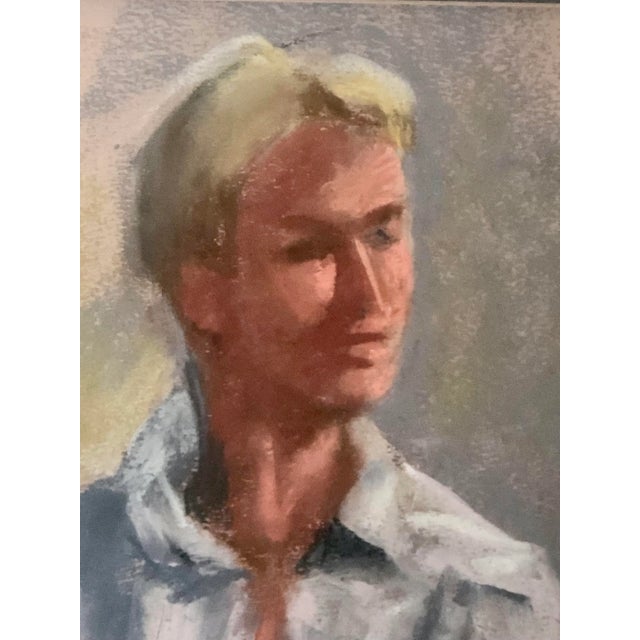 Mid-Century Modern Mid Century Pastel Portrait of a Young Man For Sale - Image 3 of 8