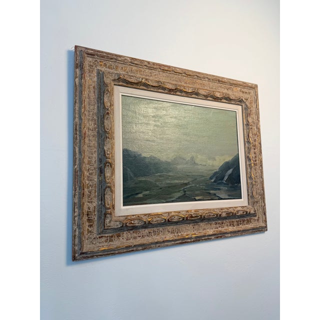 Original oil painting by Valley of the Maine fog The framing is original and was by the Palette Art Company in NYC. He...